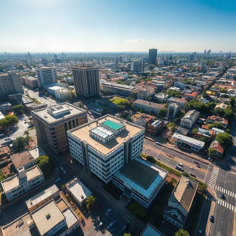 Vista aérea do Setor Comercial Sul em Brasília, próximo ao escritório da Vividwswift