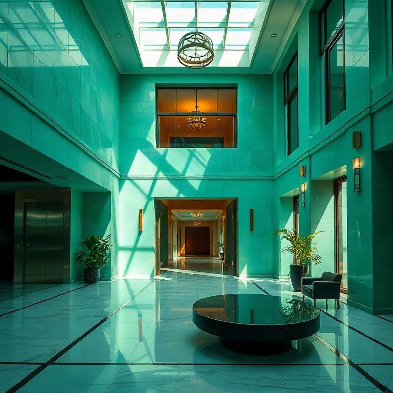 Lobby polido de um edifício residencial premium em Brasília